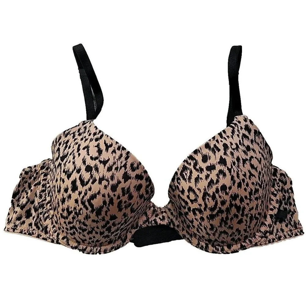 Victoria's Secret Lined Demi Bra 34C Smooth Underwired Leopard Print - Picture 1 of 10